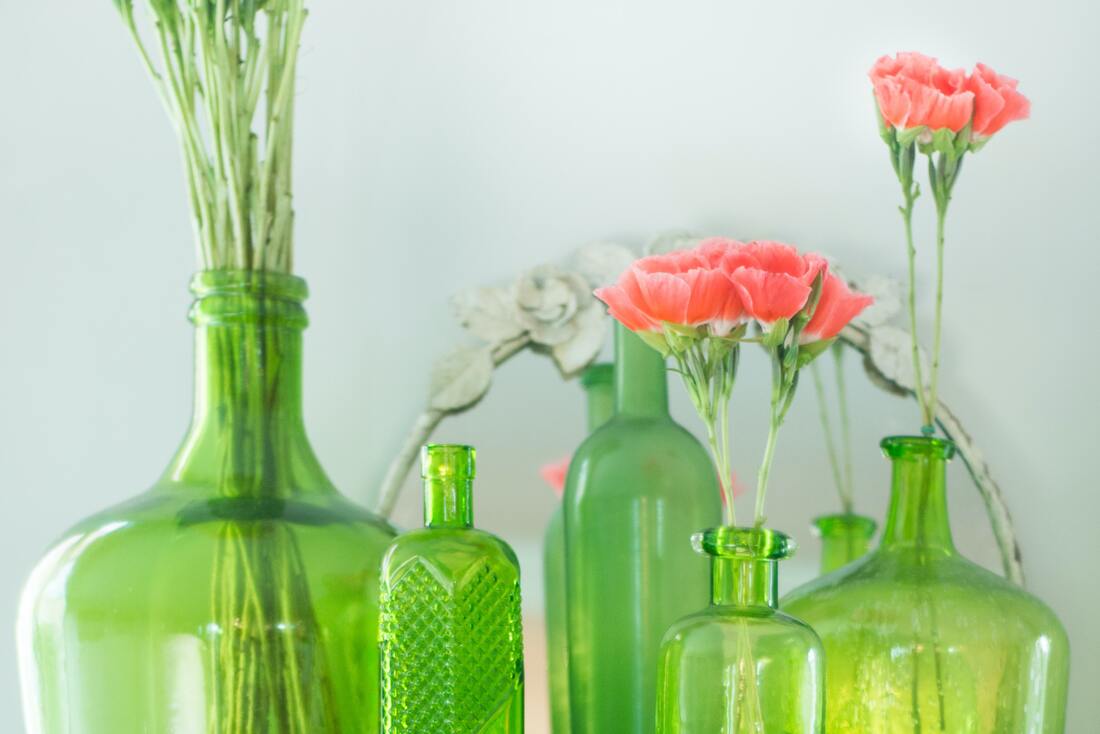 Green eclectic vases